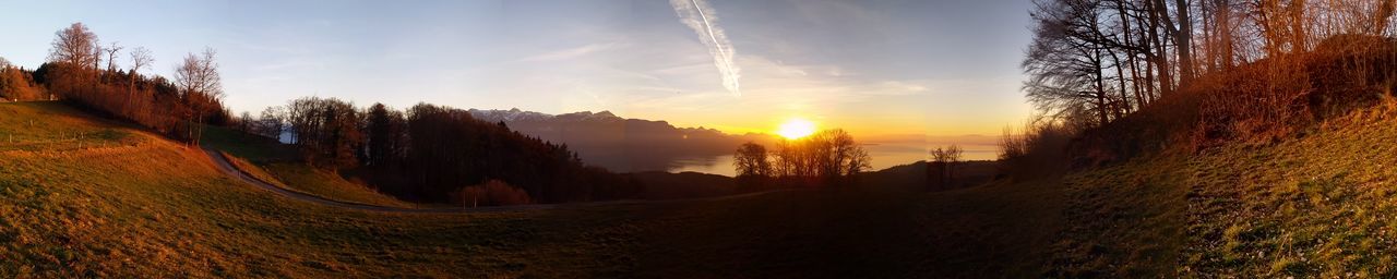 Scenic view of sunset over landscape