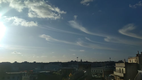 High angle shot of townscape against sky