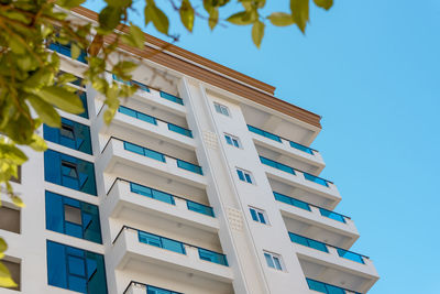 Modern facade of a residential apartment building in southern turkey.
