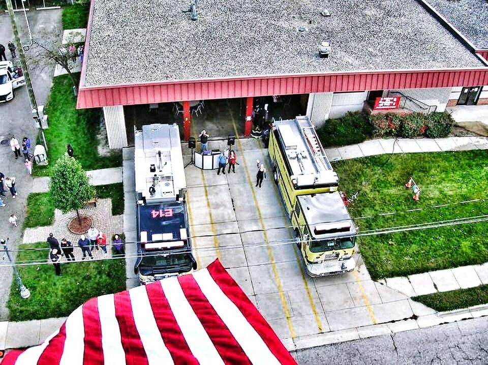 HIGH ANGLE VIEW OF CROWD IN BUS