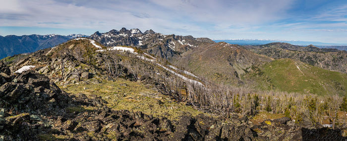 Panoramic view of landscape and mountains against sky