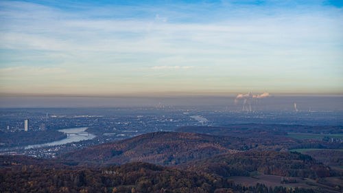 High angle shot of cityscape against sky