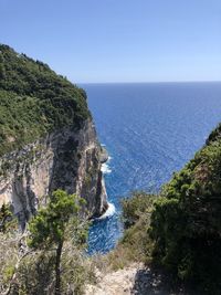 Scenic view of sea against clear sky