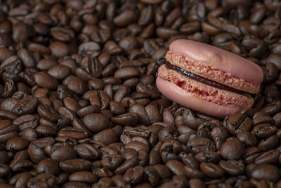 High angle view of coffee beans