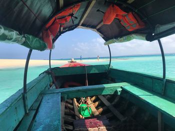 Boat moored on sea