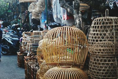 Birdcages of for sale at market stall