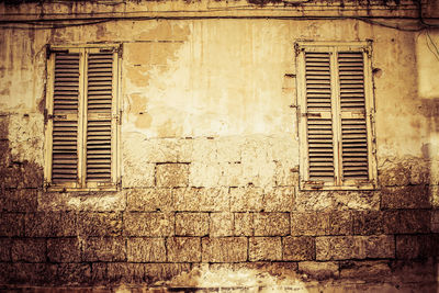 Exterior of house with closed windows