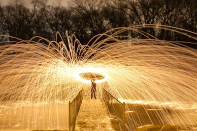 Blurred motion of people at night