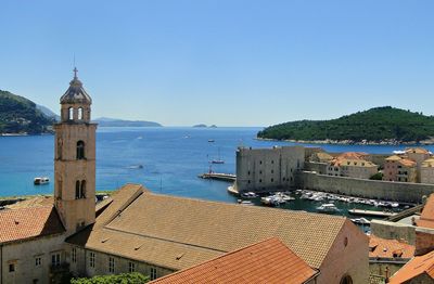 View of town with houses in background