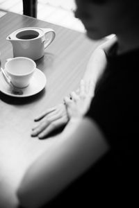 Close-up of coffee cup on table