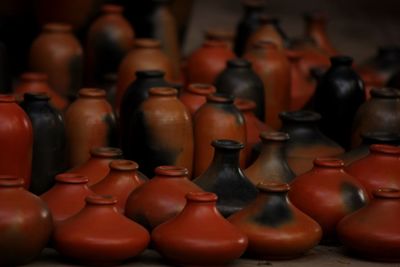 Close-up of clay pottery