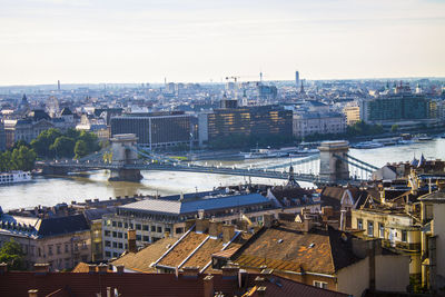 High angle view of buildings in city