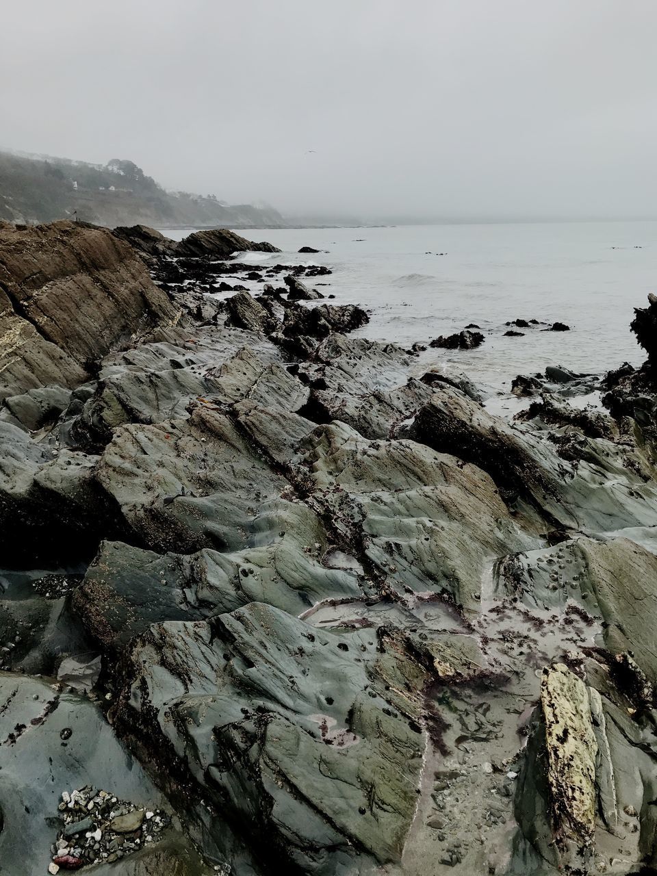 SCENIC VIEW OF ROCKS ON SHORE AGAINST SKY