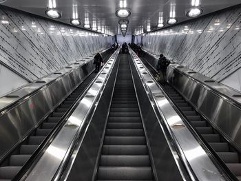 Low angle view of escalator at subway station