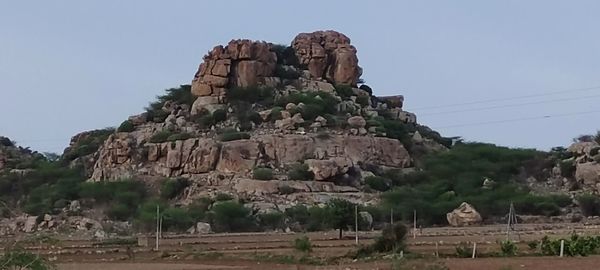 Ruins of temple against clear sky