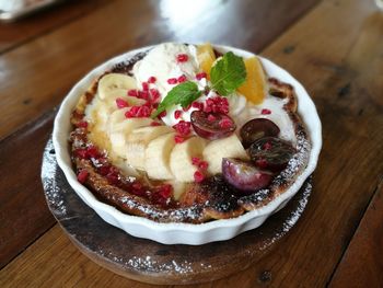 High angle view of food in bowl on table