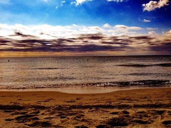 Scenic view of sea at sunset