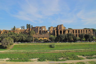 View of ancient roman baths against sky