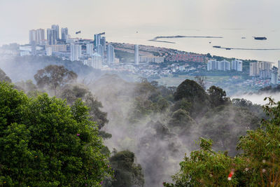 Panoramic shot of cityscape against sky