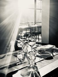 Close-up of glass window on table