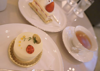 Close-up of breakfast served on table