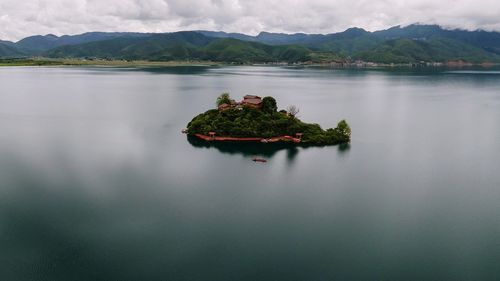 Scenic view of lake against sky