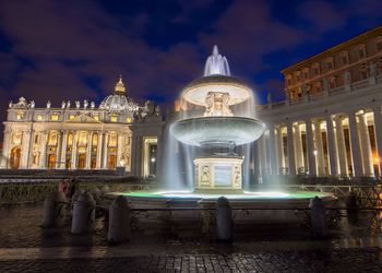 View of illuminated buildings at night