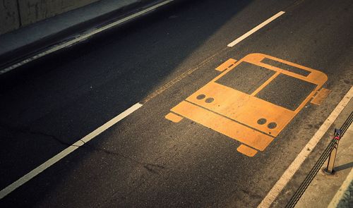 High angle view of road sign