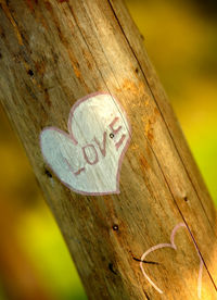 Close-up of text on wood