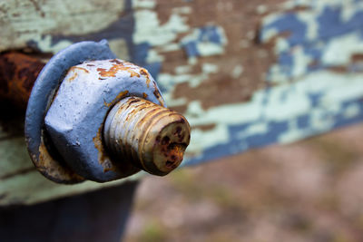 Close-up of rusty nut 