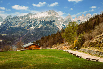 Scenic view of mountains against sky