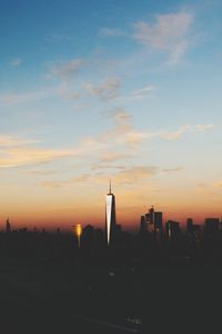 Cityscape against sky during sunset