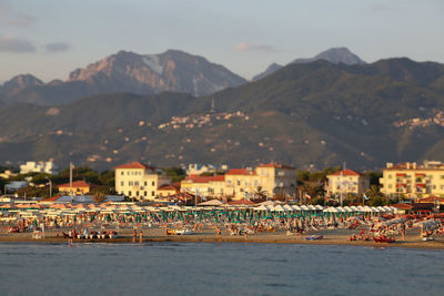 View of cityscape with mountain in background