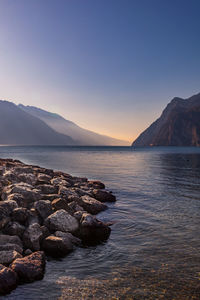 Scenic view of sea against sky during sunset