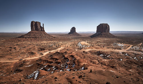 View of desert against clear sky