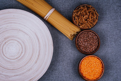High angle view of bread on table