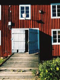 Closed door of house