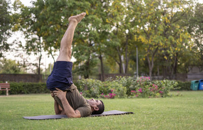 Man lying in park