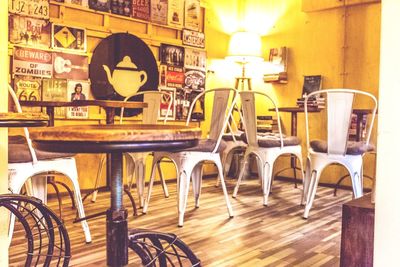 Empty chairs in restaurant