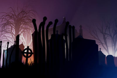 Old cemetery field 3d illustration