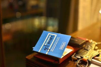 Close-up of open book on table