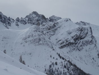 Snow covered mountains against sky