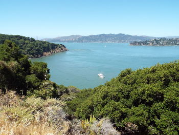 Scenic view of sea against clear sky