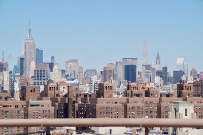 Cityscape against clear sky