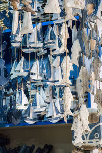 Full frame shot of blue decoration hanging