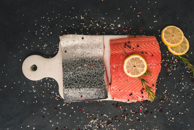 High angle view of food on table