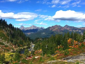 Scenic view of mountains against sky