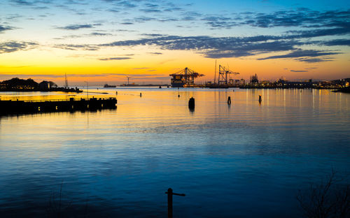 Scenic view of sea against sky during sunset