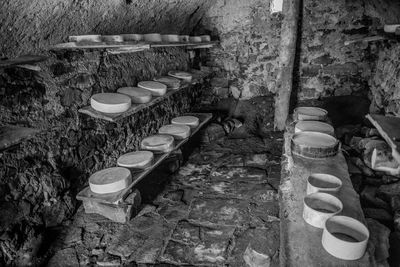 High angle view of empty bottles