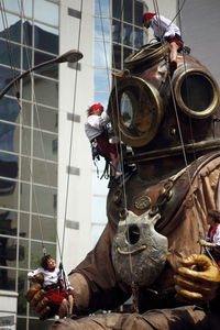 People working on building